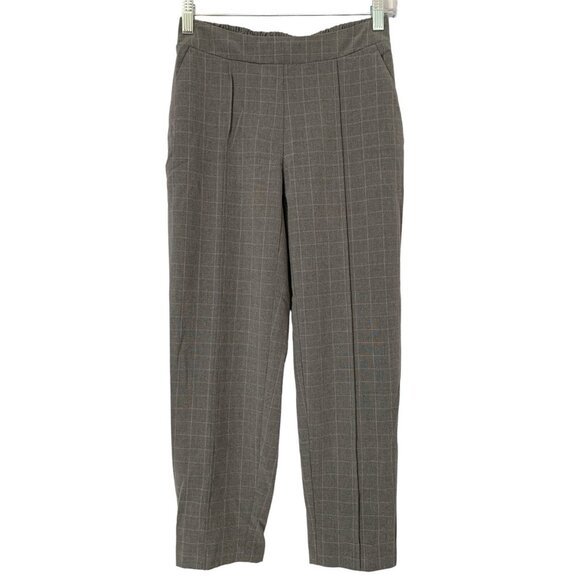Nine West Pants - Nine West Petite Relaxed Crop Gray Plaid Dress Pants Elastic Waist & Pockets PXS